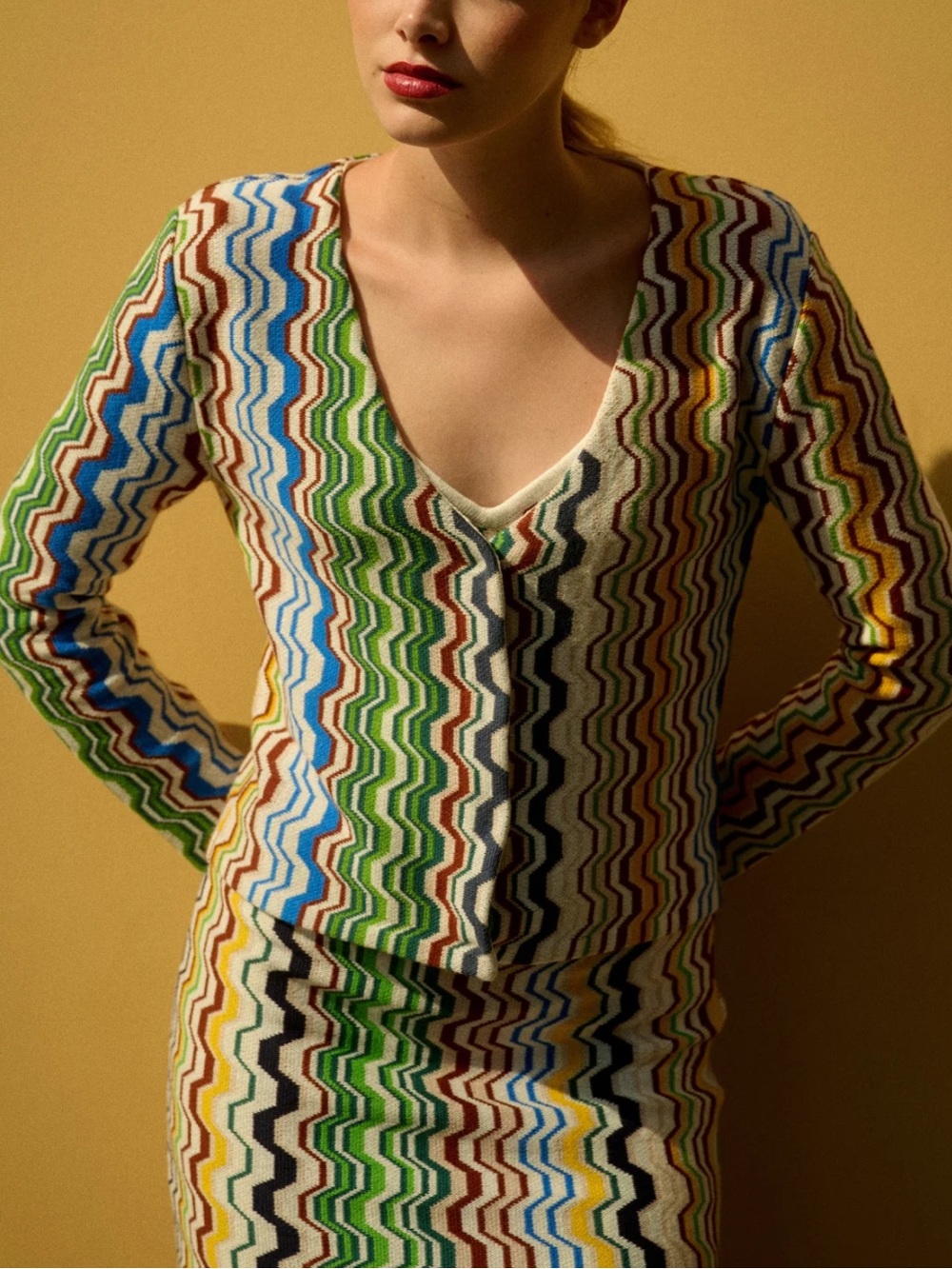 Fringe Grace Knit Zig Zag Cardigan 100% Cotton - L